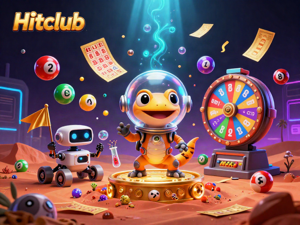 Engage in thrilling gameplay at Hitclub with a dynamic illustration showcasing lively casino elements.