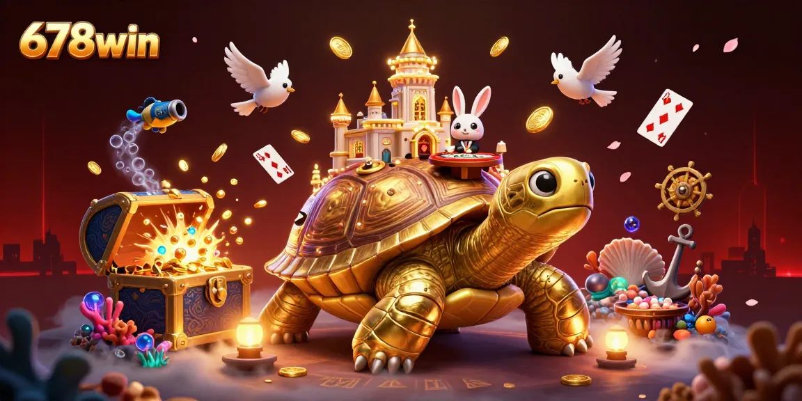 Win big with 678win in this vibrant 3D casino illustration featuring thrilling game elements.