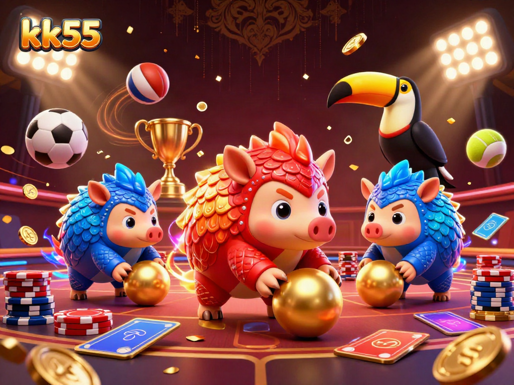 Experience thrilling gambling action in kk55 with colorful pangolins and dynamic casino elements.