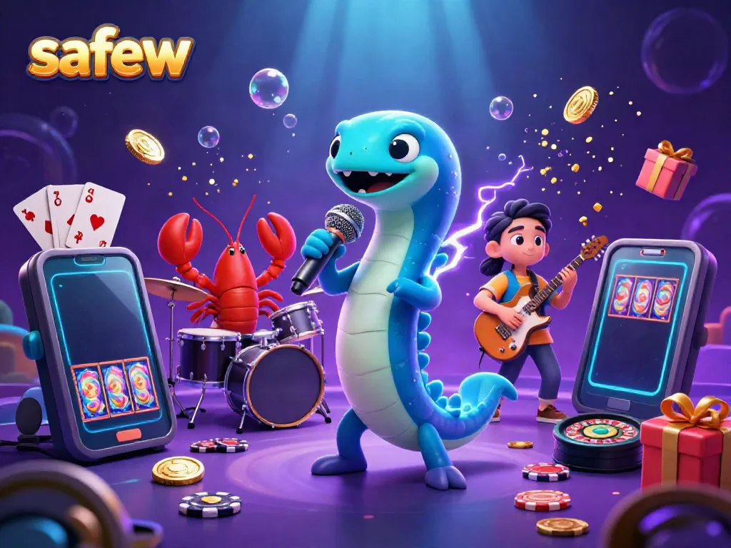 Experience a captivating underwater casino scene with safew, featuring a DJ eel and a vibrant performance.