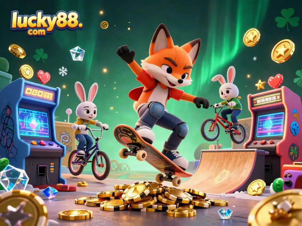 Experience the vibrant thrill at lucky88. com with lively casino characters in a dynamic 3D scene.