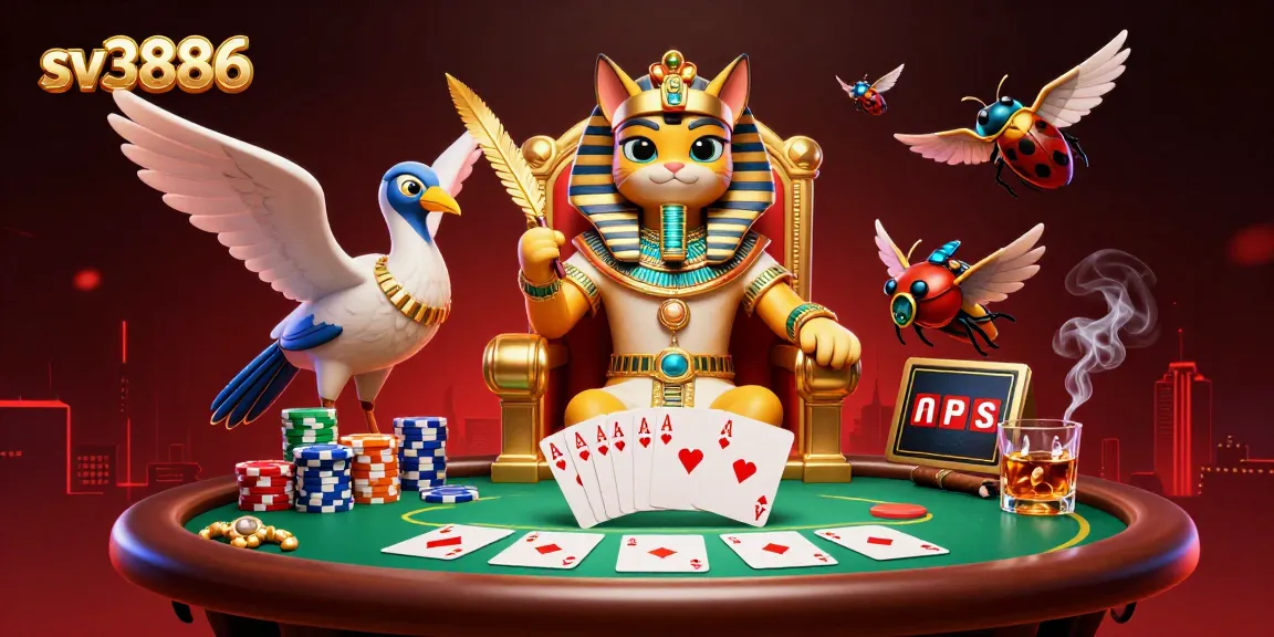 Experience sv3886's unique gaming atmosphere with Egyptian characters and exciting poker elements.