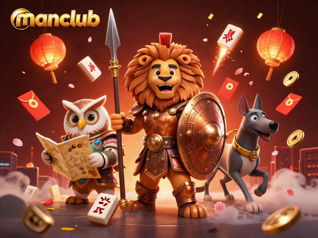 Engage in thrilling gaming experiences at manclub with vibrant characters and casino elements.