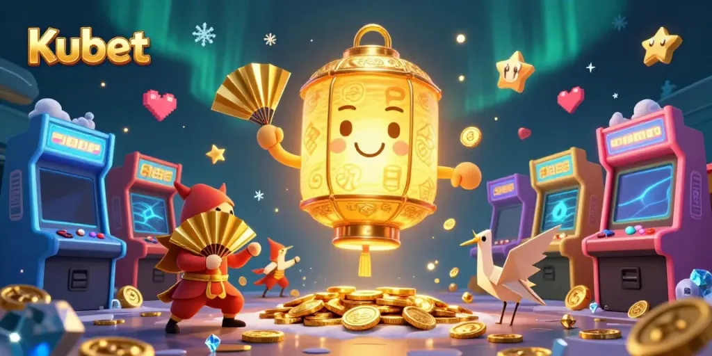 Kubet brings excitement with a giant golden lantern spirit and game elements in 3D casino
