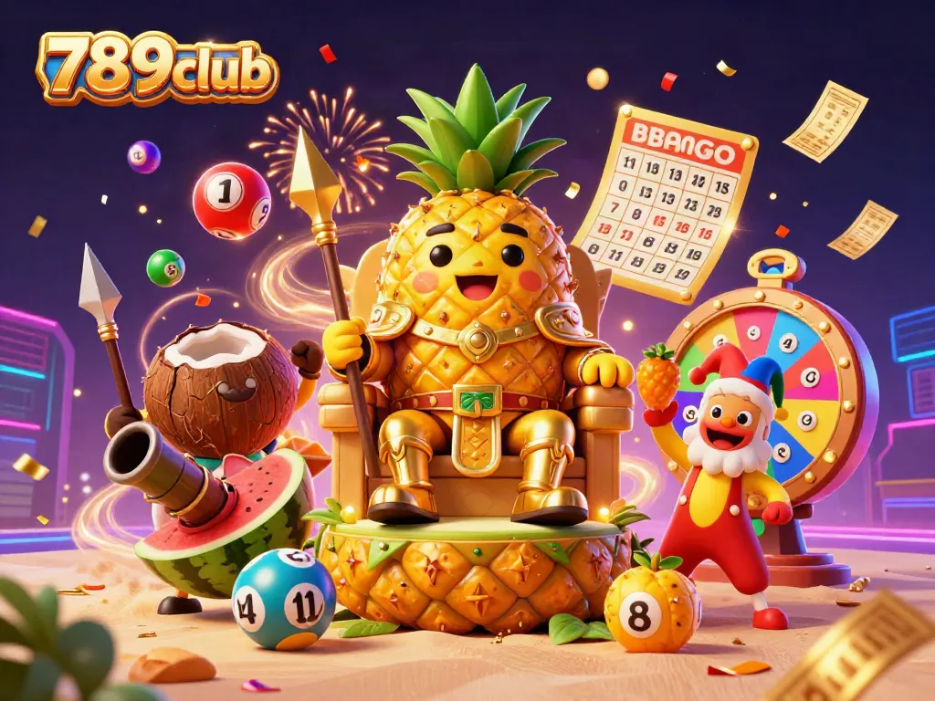 Experience the excitement of 789club with vibrant casino characters and dynamic game elements in a celebratory scene.