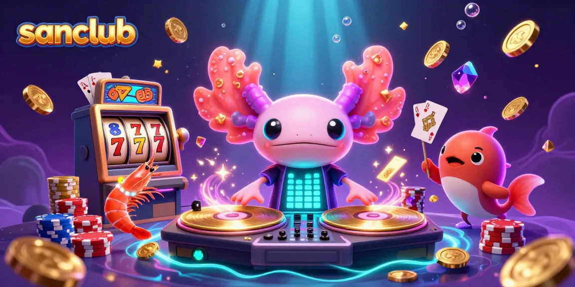 Experience exciting wins with sanclub's vibrant casino scene featuring dynamic characters and lively game elements.