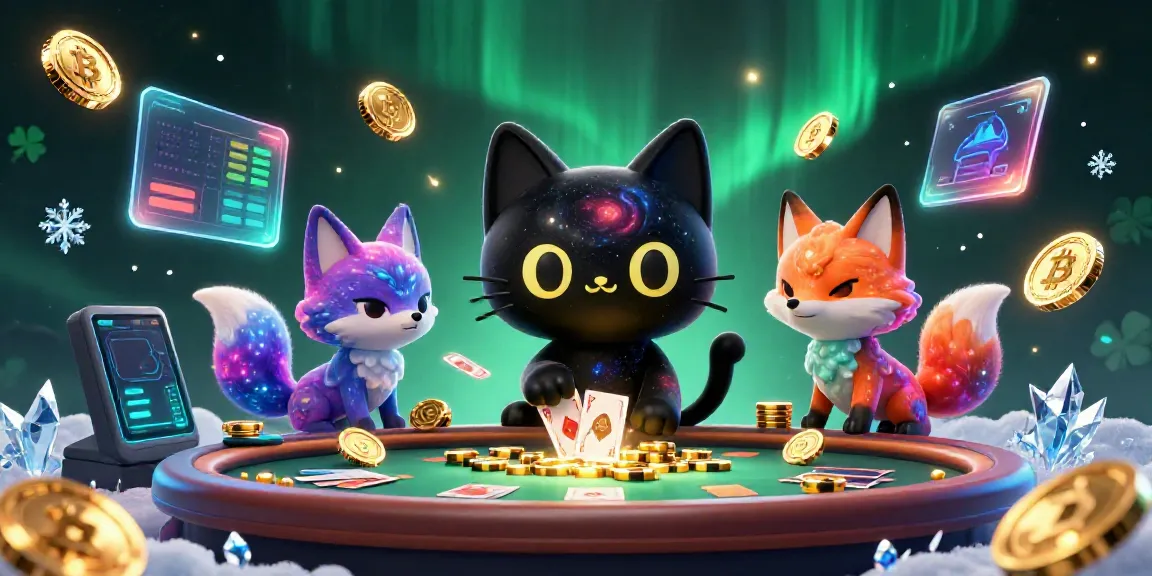 Spin the reels and win big at manclubs with a cosmic-themed casino experience, featuring a black hole cat and nebula fox.