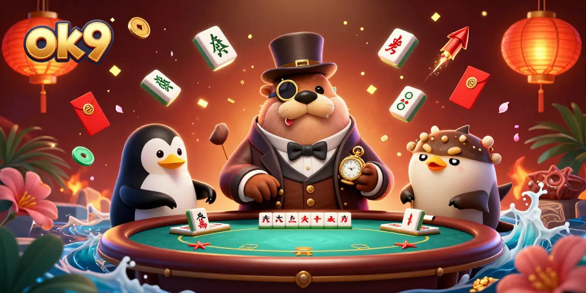 Experience thrilling poker action at OK9 with a jolly walrus, penguin dealer, and playful pufferfish.