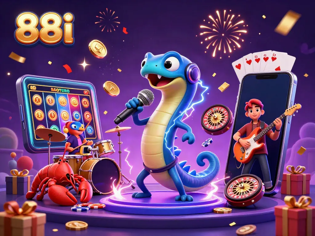 Catch the electrifying performance of 88i's underwater casino with a DJ eel, lobster drummer, and seahorse guitarist.