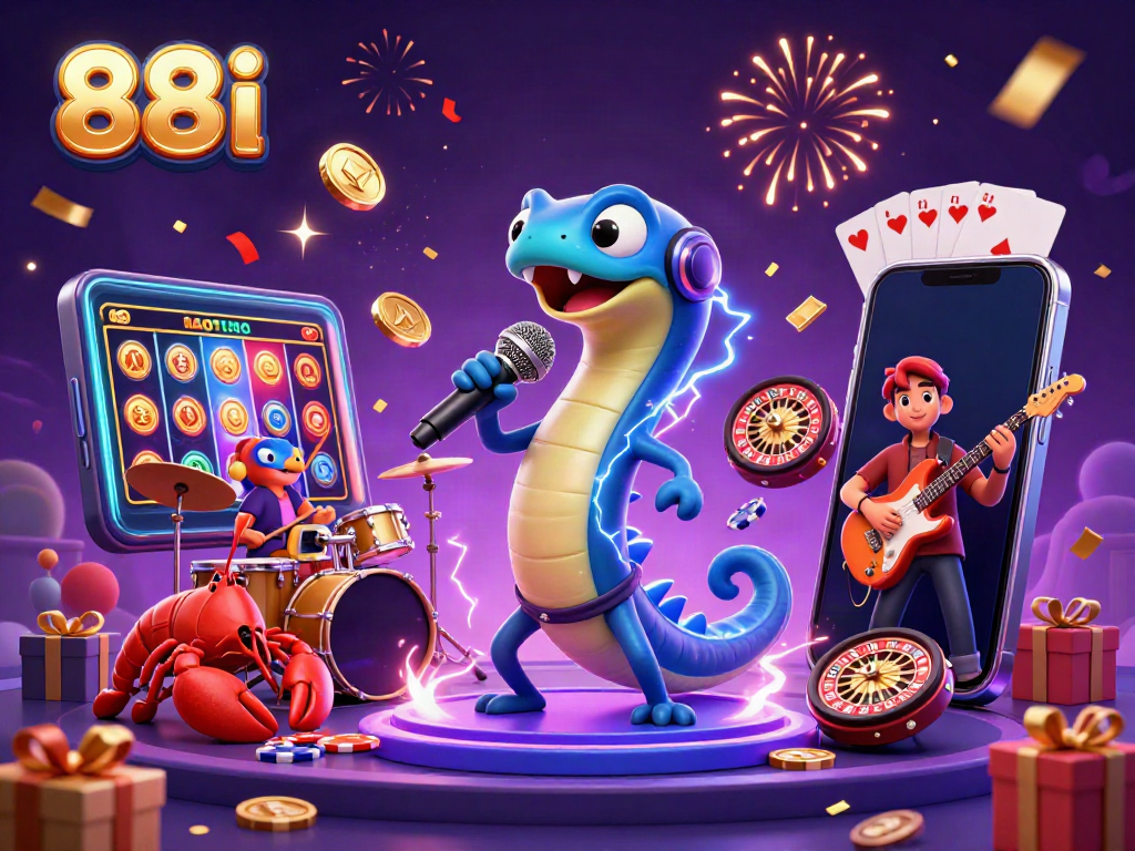 Catch the electrifying performance of 88i's underwater casino with a DJ eel, lobster drummer, and seahorse guitarist.