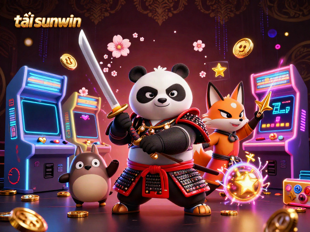 Experience the excitement of tải sunwin with vibrant characters and dynamic game elements in a captivating casino illustration.