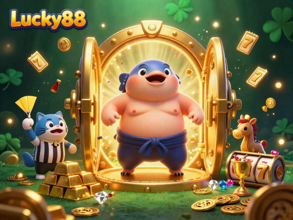 Join the Lucky88 excitement with a dynamic underwater casino scene featuring a fugu and catfish!