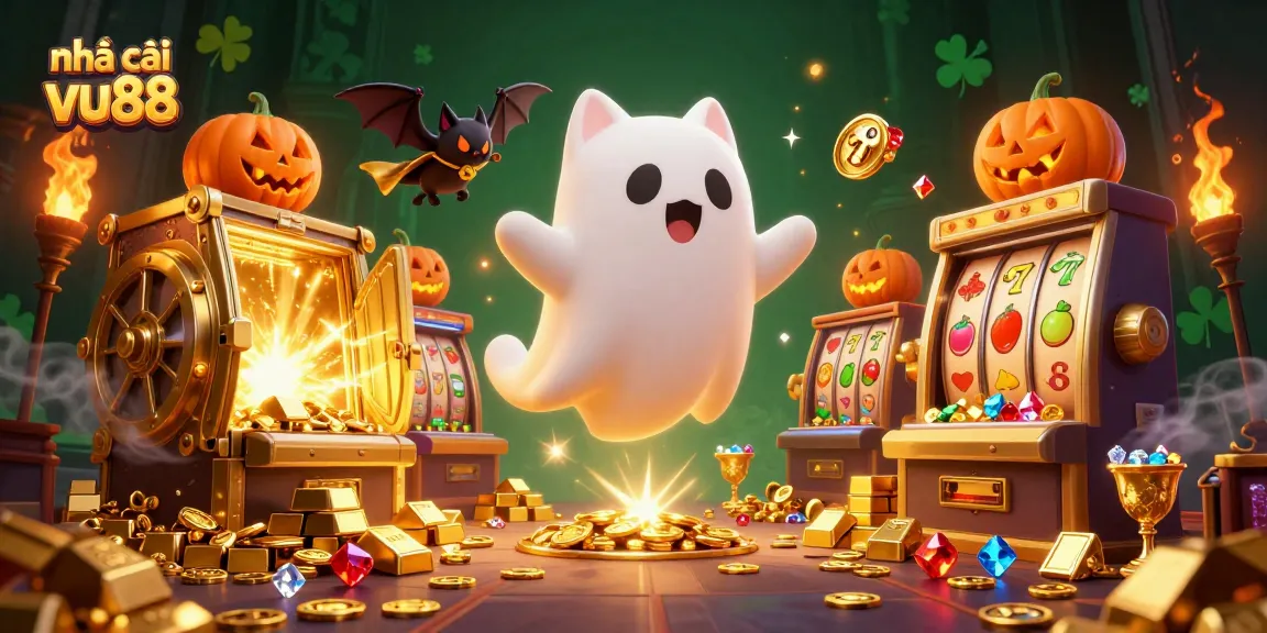 Play exciting games at nhà cái vu88 featuring a vibrant 3D haunted casino scene with dynamic elements.
