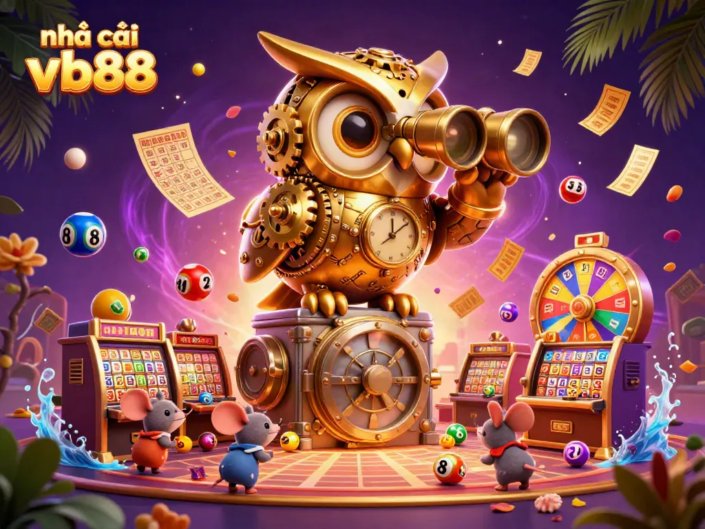 Experience the thrill of nhà cái vb88 with vibrant gaming elements in a stunning casino scene.