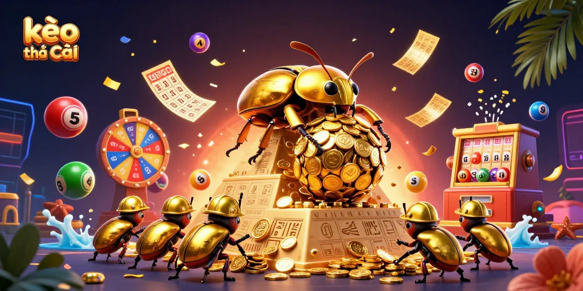 Experience thrilling kèo nhà cái moments featuring a golden beetle and vibrant casino elements.