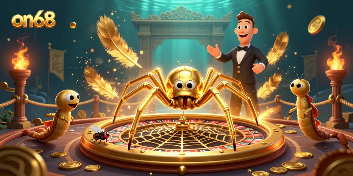 Experience thrilling bets at on68 with a vibrant 3D cartoon casino scene.