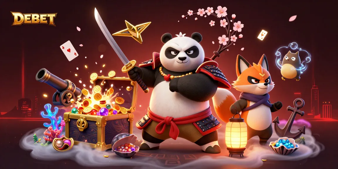 Experience thrilling action with DEBET in this immersive 3D casino illustration featuring dynamic characters and elements.