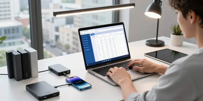 在现代工作环境中，用户使用爱思助手电脑版管理苹果设备，桌面上有清晰的操作界面和多种工具，创造专注的工作氛围。