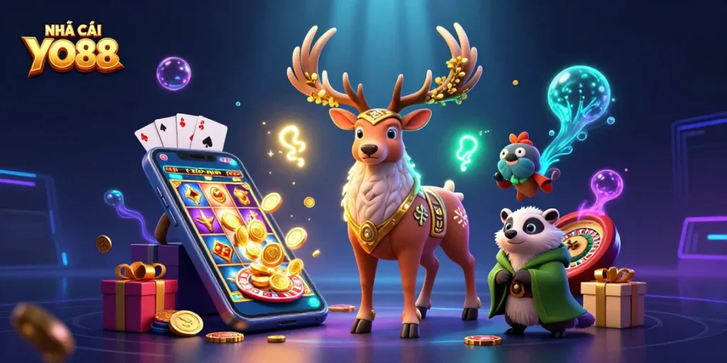 Experience the excitement at NHÀ CÁI YO88 with vibrant casino elements and immersive graphics.