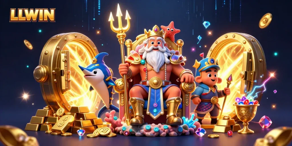 Experience thrilling gaming adventures with LLWIN, a vibrant casino featuring dynamic characters and treasures.