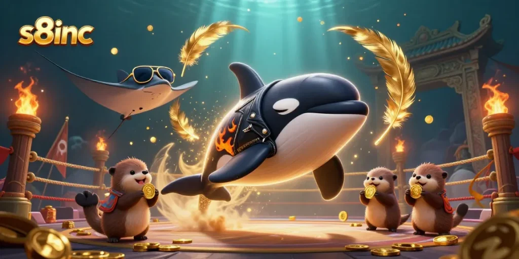 s8inc brings excitement as sea creatures revel in a casino atmosphere with golden coins.